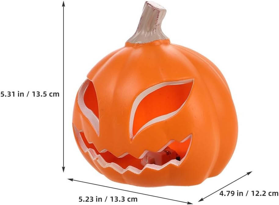 VANZACK 2pcs Light Up Halloween Pumpkin Lanterns, Large Hollow Plastic Glowing Pumpkins for Window Display, Party, Store Decoration