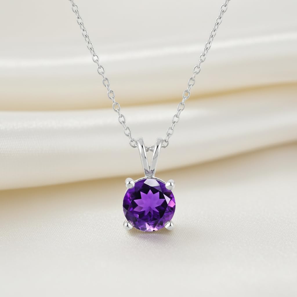 OdrillionGems Natural Gemstone Pendant Necklace, 925 Sterling Silver, Healing Crystal, Birthstone, Round Faceted, Handmade, Women Jewelry, Christmas Gift 16+2inch - Image 3