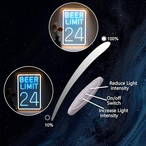Image of Beer Limit 24 Neon Sign Bar Accessories Funny Bar Wall Decor with Dimmable USB Powered Neon Light for Home Bar, Men Cave, Garage & Party Decor Holiday Birthday Gift