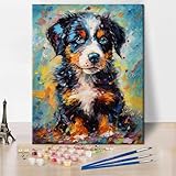 TISHIRON Peinture pour chien colorée, peinture pour adulte, peinture acrylique et numéro de dessin pour la toile avec le numéro Cutel 16 x 20. (non décoré)