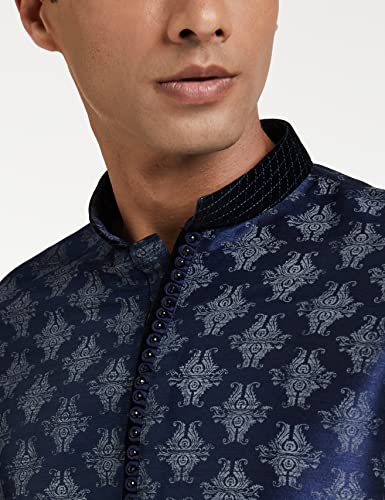 Image of Manyavar Men's Self Design Printed Kurta Set (2pcs)