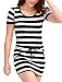 Allegra K Ladies Drawstring Waist Stripes Mini Dress Black White M
