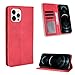 Produktbild LODROC iPhone 12 Pro Max Hülle, TPU Lederhülle Magnetische Schutzhülle [Kartenfach] [Standfunktion], Stoßfeste Tasche Kompatibel für Apple iPhone 12 Pro Max - LOBYU0100045 Rot