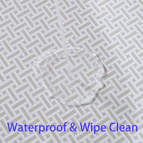 Image of Walrus Heavy Duty Vinyl Tablecloth with Flannel Backing Waterproof Oil-Proof Plastic Table Cloth Stain-Resistant Wipeable Rectangle or Square Table Cover for Indoor and Outdoor (Weaving, 60X84 Inch)