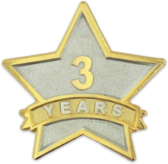 PinMart Year Service Award STAR Lapel Pin – Gold Color Plated- & Silver-Plated Metal Workplace Reward Pin – 1-30 Years of Service Star Pins for Long