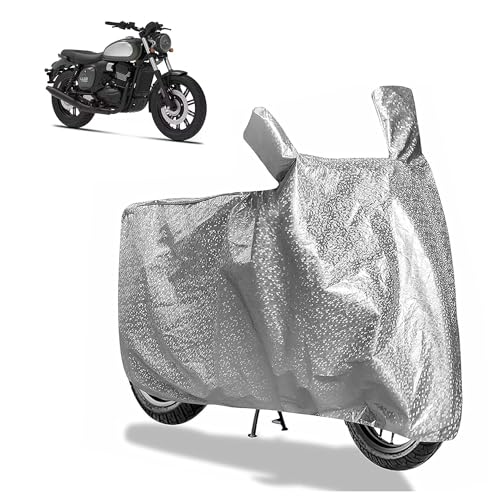 Image of Sulfar Bike Cover for Jawa 42 FJ (Retro Sports) | Waterproof, Dustproof & UV Protected | All Weather Two Wheeler Cover (Silver) New 2026 Variants