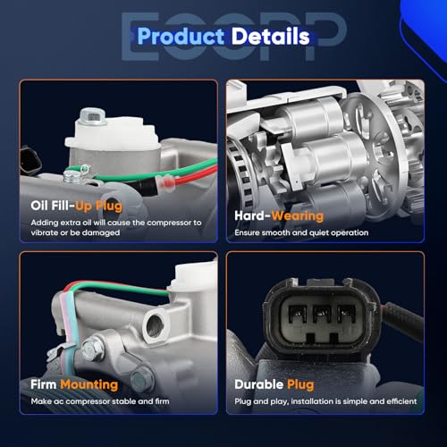 Image of ECCPP AC Compressor 2006-2011 for Acura CSX for Honda Civic 2.0L | Fast Cooling Air Conditioning Compressor