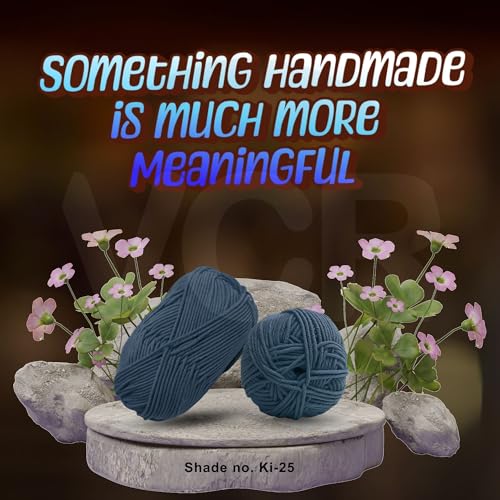 Image of VCR English Blue Yarn, 100 Grams Hank, 190 Meters Length, Acrylic Ball for Crochet and Knitting, Soft Crosia Threads, Pack of 1 Yarn, Suitable for DIY Crafts