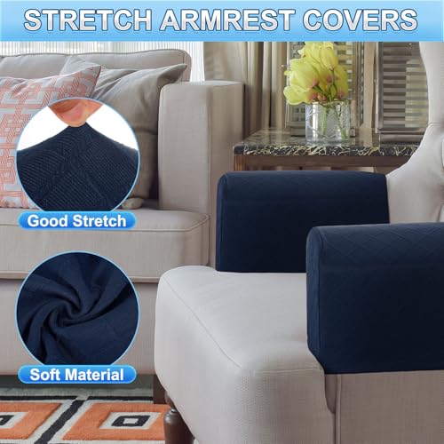 Fundas de reposabrazos elásticas de poliéster suaves para protector de sofá sillón 5