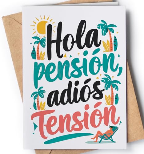 Tarjeta de Jubilación para Hombre, Mujer - Regalo de Feliz Jubilación para Hombre, Mujer - Tarjeta de Jubilación para él, ella - Regalo gracioso de despedida de compañero - Hola Pensión