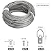 Blisstime Picture Hanging Kit - 100 Feet Braided Hanging Wire, 60 Pcs D Ring Picture Hangers with Screws and 60 Pcs Aluminum Crimping Loop Sleeve for Canvas Paintings, Photo Frames