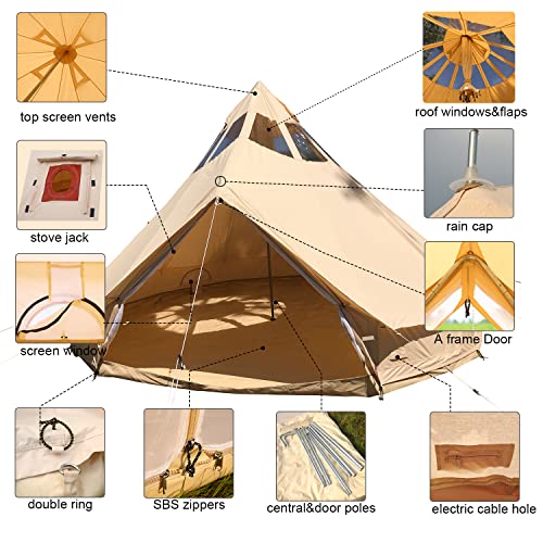Carpa Bell Canvas 5M para 6-8 Personas 4 Estaciones Impermeable miniatura 3