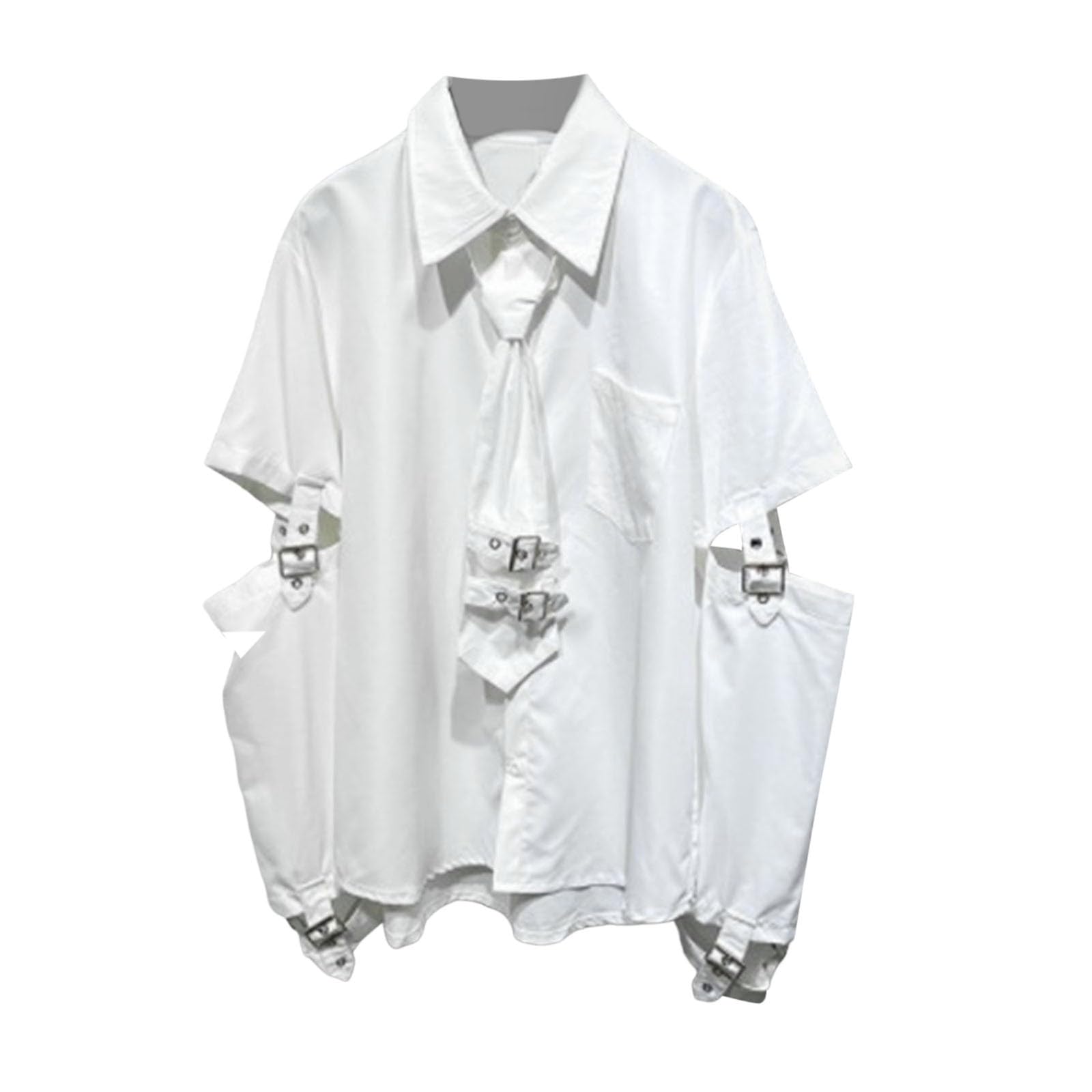 Generico Camicia Uomo Slim Fit, Camicia Patchwork in Metallo con personalità Scura da Uomo