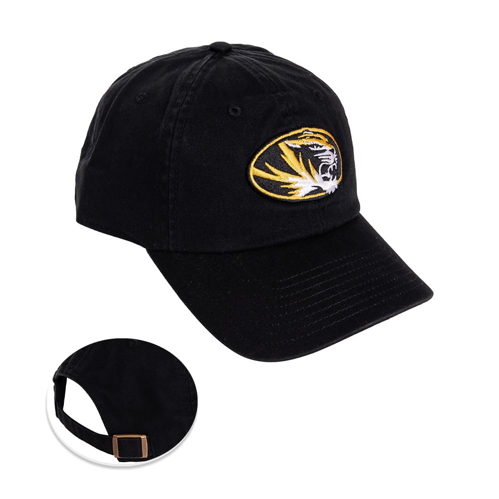 Desert CactusUniversity of Missouri Baseball Hat Mizzou Tigers Brimmed Embroirderd Hats Cap Adjustable Cloth Strap Adult (Style A1) Black, Black, One size