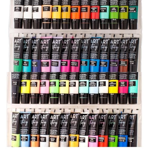 Image of Itsy Bitsy Multi Style Acrylic Paint Set 52 Colors x 15ml Each Box | Premium Artist Paints for Canvas Wood Fabric Glass | Non-Toxic Water-Based Colors for Beginners Students & Professionals