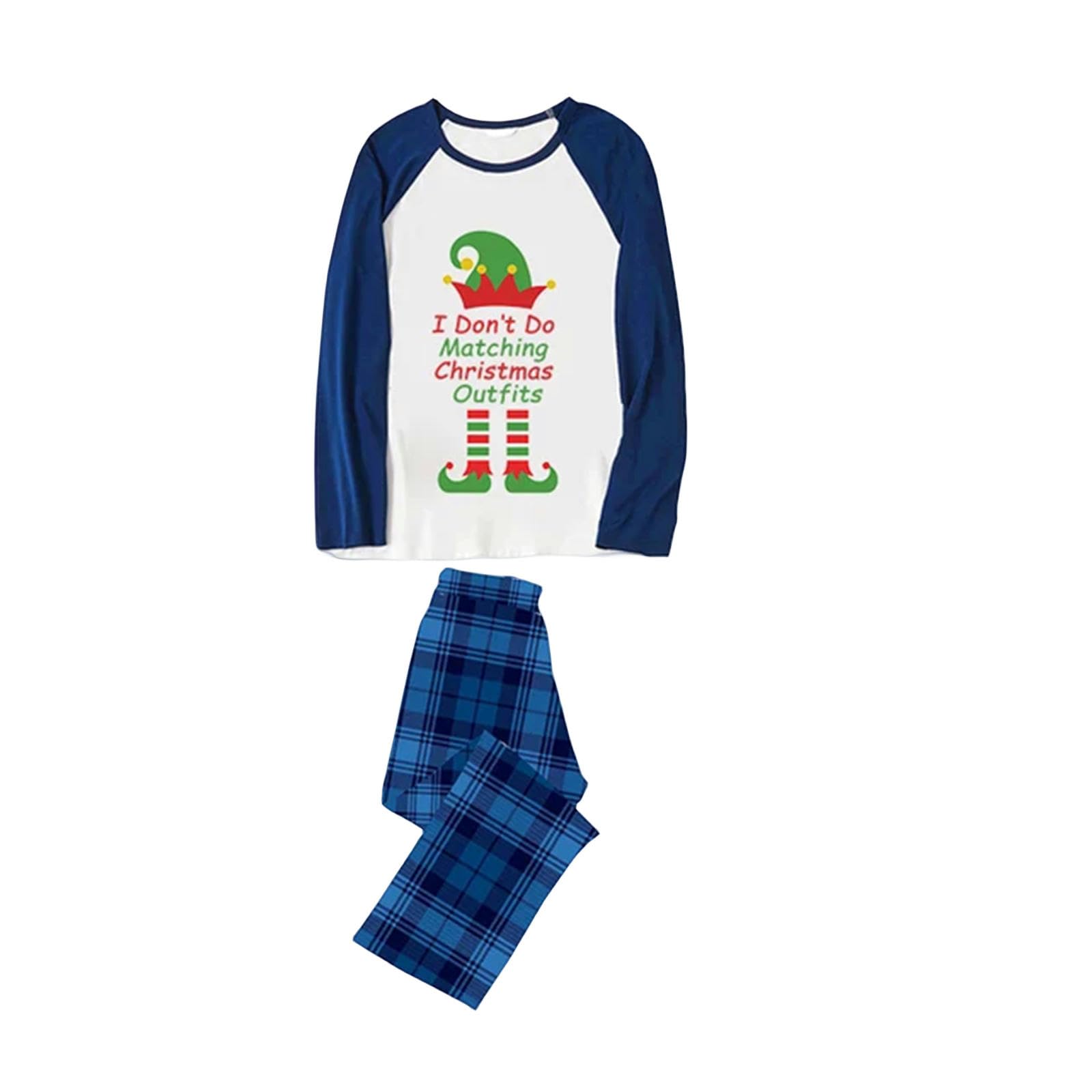 TEidea Pigiama Donna Invernale Piajamas di Natale in Famiglia ： Il Nostro Pajama Coppia di Abbinamento Verde Elfo Natalizio-Blu-papà-L