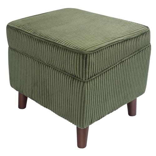 FAGAGA Storage Ottoman with Adjustable Lid, Soft Step Stool, Footrest and Seat, Ottoman Foot Rest for Living Room, Bedroom, Dorm, Green
