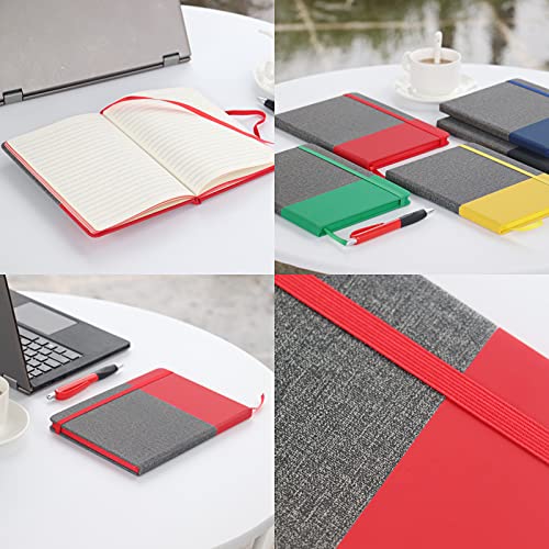 TwoTone-Classic-Ruled-Hard-Cover-Journal-Notebook-Medium-A55783160pages-Lined-Ivory-PapersColorful-PolyurethaneGrey-Fabric-Textured-PU-LeatherDaily-journalingWriting-and-Sketching