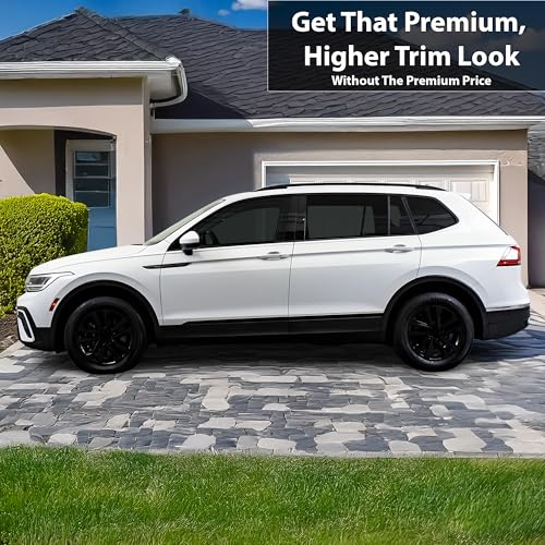 Image of BOGAR TECH DESIGNS for Volkswagen Tiguan 2018-2024 Wheel Rim Chrome Delete - Precut Vinyl Trim Overlay, Gloss Black Blackout Look