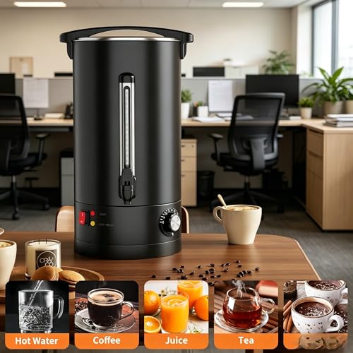 Image of 12 L /80 Cups Coffee Urn, Double-Wall Stainless Steel Commercial Coffee Maker, Large Percolator Pot Dispenser Hot Water Urn, Quick Brew, Stays Hot for Tea & Beverage at Events & Catering - Black
