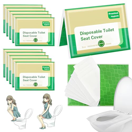 Recopilación de Inodoros de una pieza los mejores 10. 44 UBRICI Cubre Asiento Inodoro 100 Piezas, Cubre Asiento Inodoro Desechable de Papel Espeso, Cubre Asiento Inodoro Desechable para Viajes, Aviones, Baños Públicos