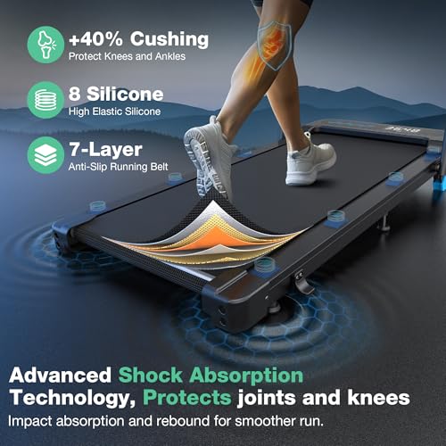 Image of Walking Pad Treadmill with Incline, 6 in 1 Foldable Treadmill Walking Pad with Handle Bar for Home /Office, 3.0HP Compact Under Desk Treadmills, 320LBS Capacity, App, LED Display
