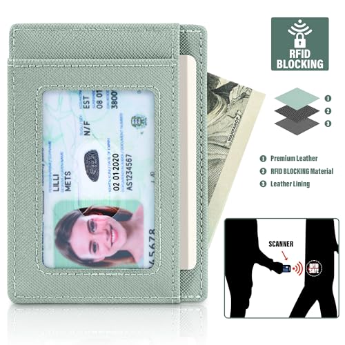 Image of Travelambo Slim Wallet Front Pocket Minimalist Leather RFID Blocking Medium Size