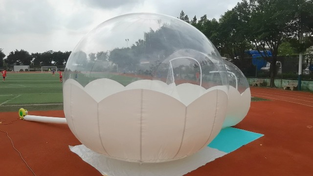 Carpa burbuja inflable transparente 110V 350W resistente miniatura 4