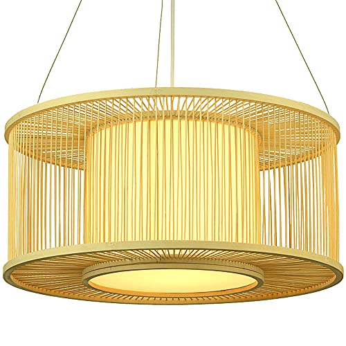 Lustre Asie du Sud-Est en bambou tressé main pour salon
