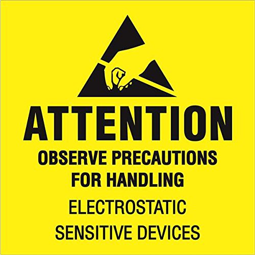 Cinta Logic dl1369 etiquetas, "Atención – Observar Las Precauciones, 2" x 2," Color Amarillo Fluorescente/Negro, 500 por rollo