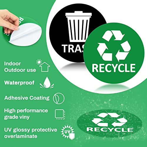 8 Pack Recycle Sticker For Trash Can - Sukh Large Sign Garbage Recycling Sticker Reuse Recycle Vinyl Perfect For Kitchen Necessity Home Essentials,Home, Office,Work,Commercial Event,Apartment,Hotel, Gym, Room,Bars,Recycling Stickers For Trash Can #TOP5