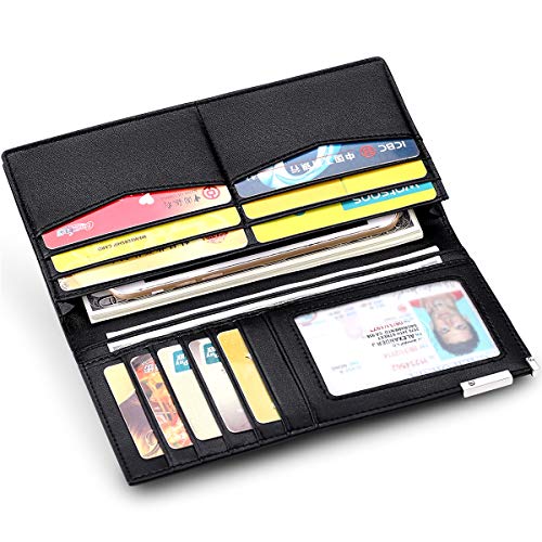 Men's Vintage Genuine Leather Long Bifold Wallet RFID Blocking Card Holder4