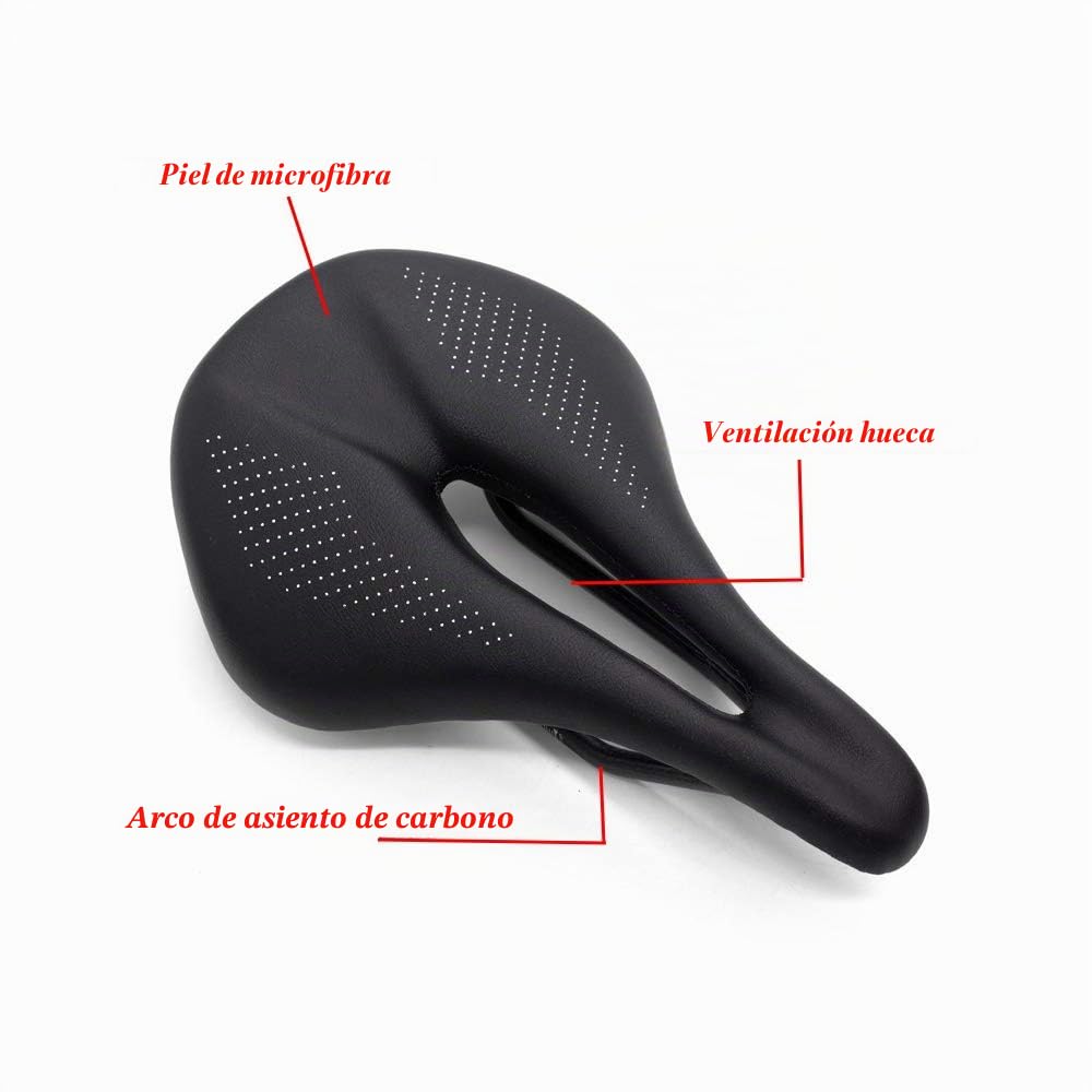 QIKU Sillín de Bicicleta de Fibra de Carbono, Sillín de Bicicleta de Carretera de Diseño Hueco, Super Ligero 110g