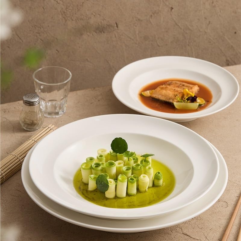 Plato hondo redondo for el hogar, plato de sopa, tallo, ensalada creativo Plato de Pizza
