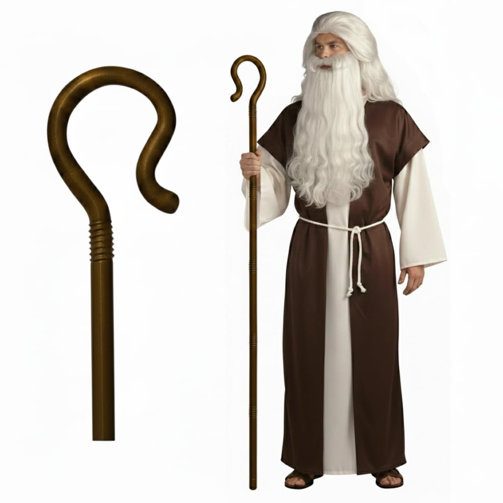Nicky Bigs Noveltied Plastic Shepherds Hook Prop Staff Cane Walking Stick - Nativity Play Costume Accessory, 59"