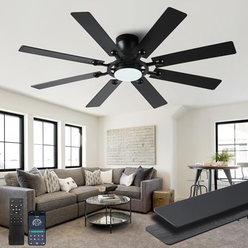 lspmke Ceiling Fans with Lights, 54 inch Low Profile Ceiling Fan with Light and Remote Control,...