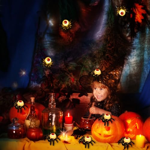 Luces de ojo de araña YBB para decorar mesas dulces y rincones oscuros de Halloween 7