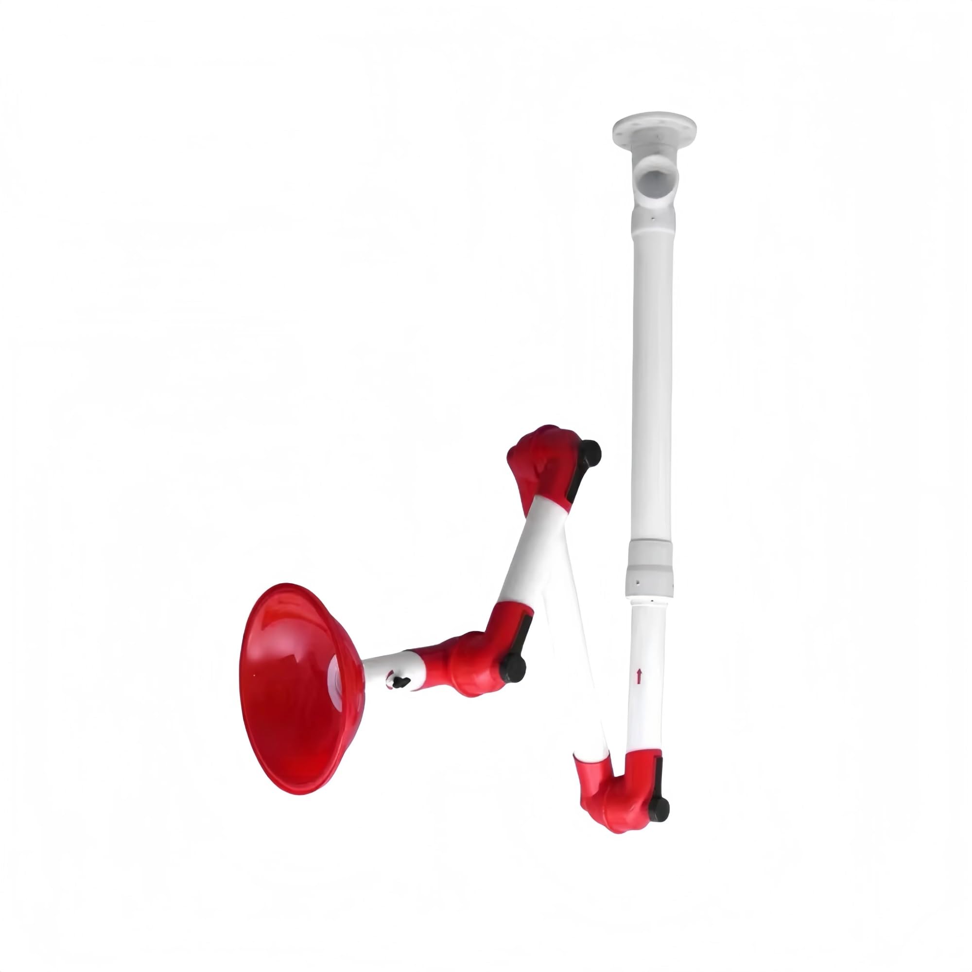 Brazo extractor de humos de 3 secciones ajustable PP campana de escape colección de gas montaje en techo de laboratorio móvil rojo blanco gris (rojo)