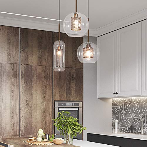 Pendre industriel 1 lampe lustre verre rond bronze suspension rétro