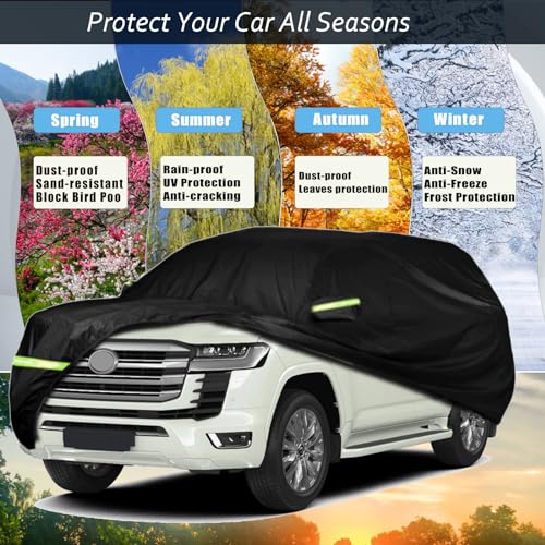 Image of Waterproof Car Cover for 2008-2024 Toyota Land Cruiser, 210T 6 Layers All WeatherCustom-Fit Outdoor Indoor Full Car Covers with Door Zipper for Snow Rain Dust Hail UV Protection