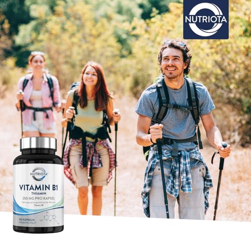 Vitamin B1 (Thiamin) Hochdosiert 250 mg Kapseln – 180 Kapseln – Veganfreundlich – Von Nutriota