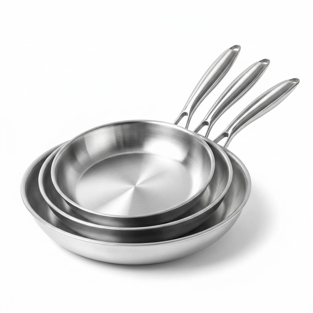 Stainless Steel Frying Pan Uncoated Induction Compatible (20-24-28CM)