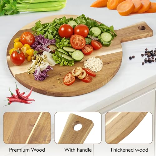 Tabla redonda de madera Acacia con mango 30 cm miniatura 3