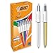 BIC 4 Couleurs Shine Stylos-Bille Rétractables Pointe Moyenne (1,0 mm) - Corps Assortis Métallisés, Boîte de 12