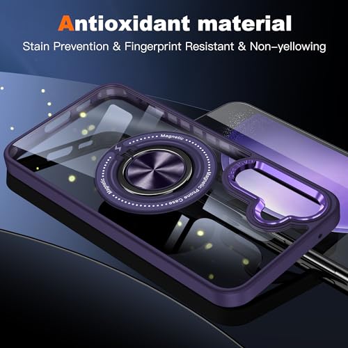 Coque Samsung A35 béquille violette et rose avec dos transparent net