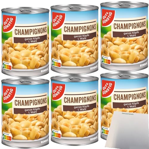 Gut&Günstig Champignons 1. Wahl ganze Köpfe 6er Pack (6x400g Dose) + usy Block
