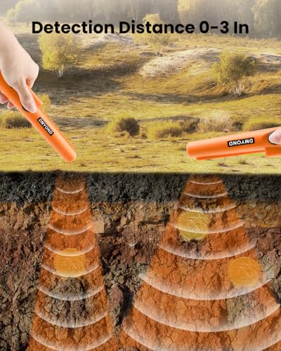 Image of Metal Detector Pinpointer, 360A‚Search Treasure Pinpointing Finder Probe with 9V Battery and LED, Waterproof Metal Detector for Treasure Hunting, Metal Detecting Accessories for Adults, Kids--Orange