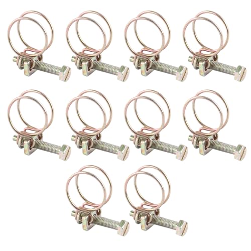 ADJUSTABLE DOUBLE WIRE WATER HOSE BARB CLAMP PIPE CLIP PLUMBING FASTENER 10PCS FOR TUBE HOSE REPAIRING (19mm)16-19))