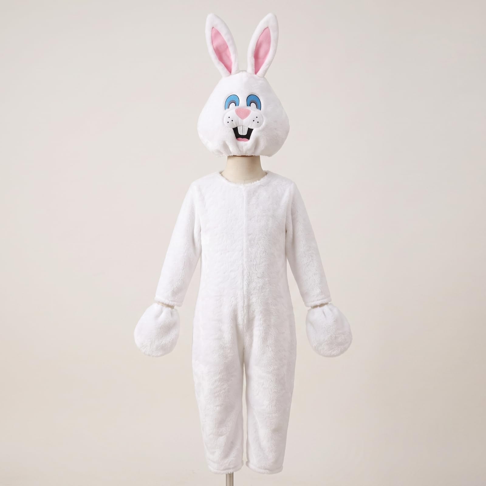 Baoblaze Costume da Coniglio Bambini Tuta Travestimento Maschera Coprimani in Poliestere Peluche con Apertura Centrale Facile da Indossare Adatto per Recite