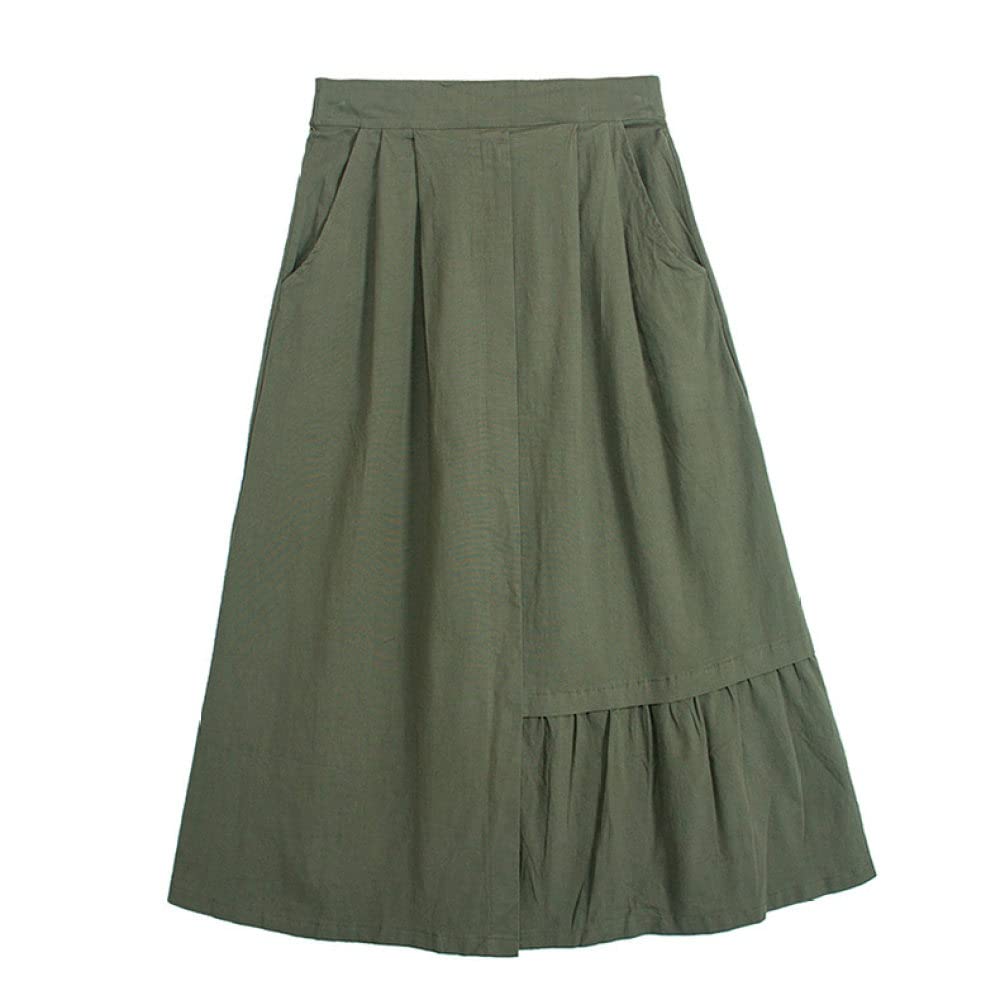 Faldas De Invierno para Mujer, Faldas Plisadas para Mujer Cintura Elástica Dobladillo Irregular Verde Midi Falda De Invierno para Mujer Faldas De Talle Alto Una